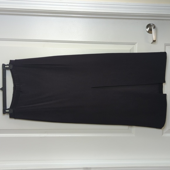 Siasia Stretch Pencil Skirt Vintage 80's Long Midi Front Slit Black - Picture 3 of 11